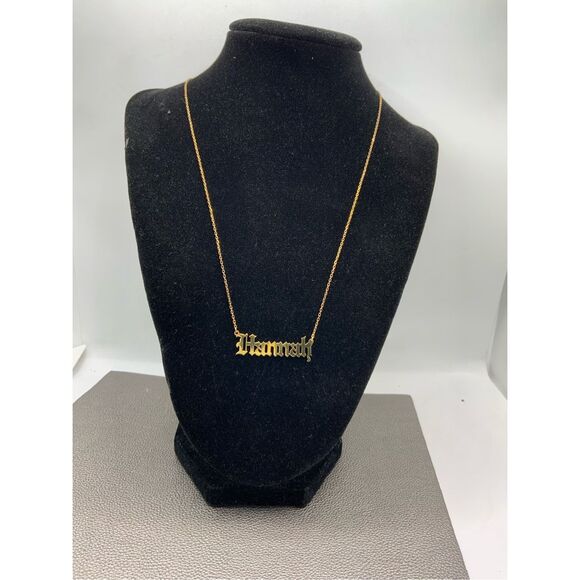 Hannah Name Pendant 18 K Sterling Silver Vermeil Chain Estate Jewelry - Picture 1 of 6